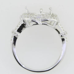 18K Gold Semi Mount Ring Setting Trillion Tri 8X8mm PJC46 Diamond Accent Syzjewelry