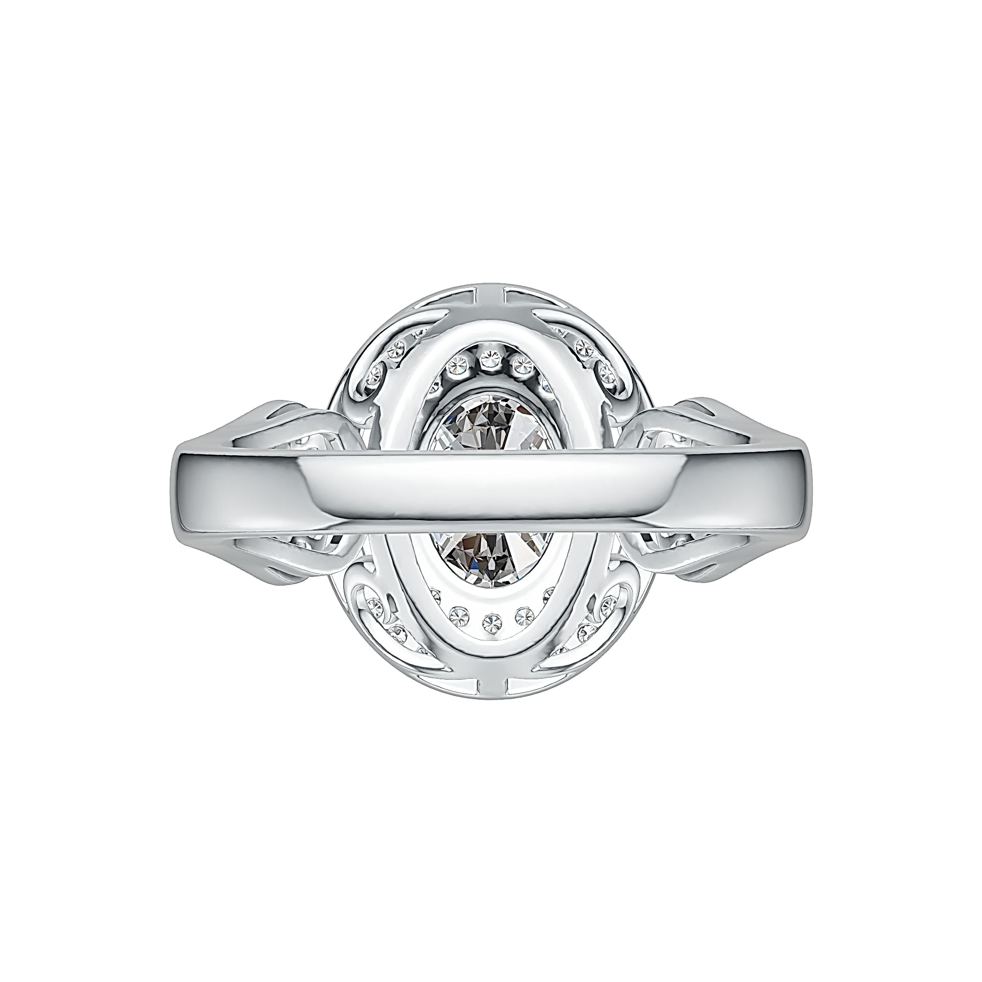 Sterling Silver Semi Mount Ring Setting Oval OV 8X6mm Double Halo DHJ