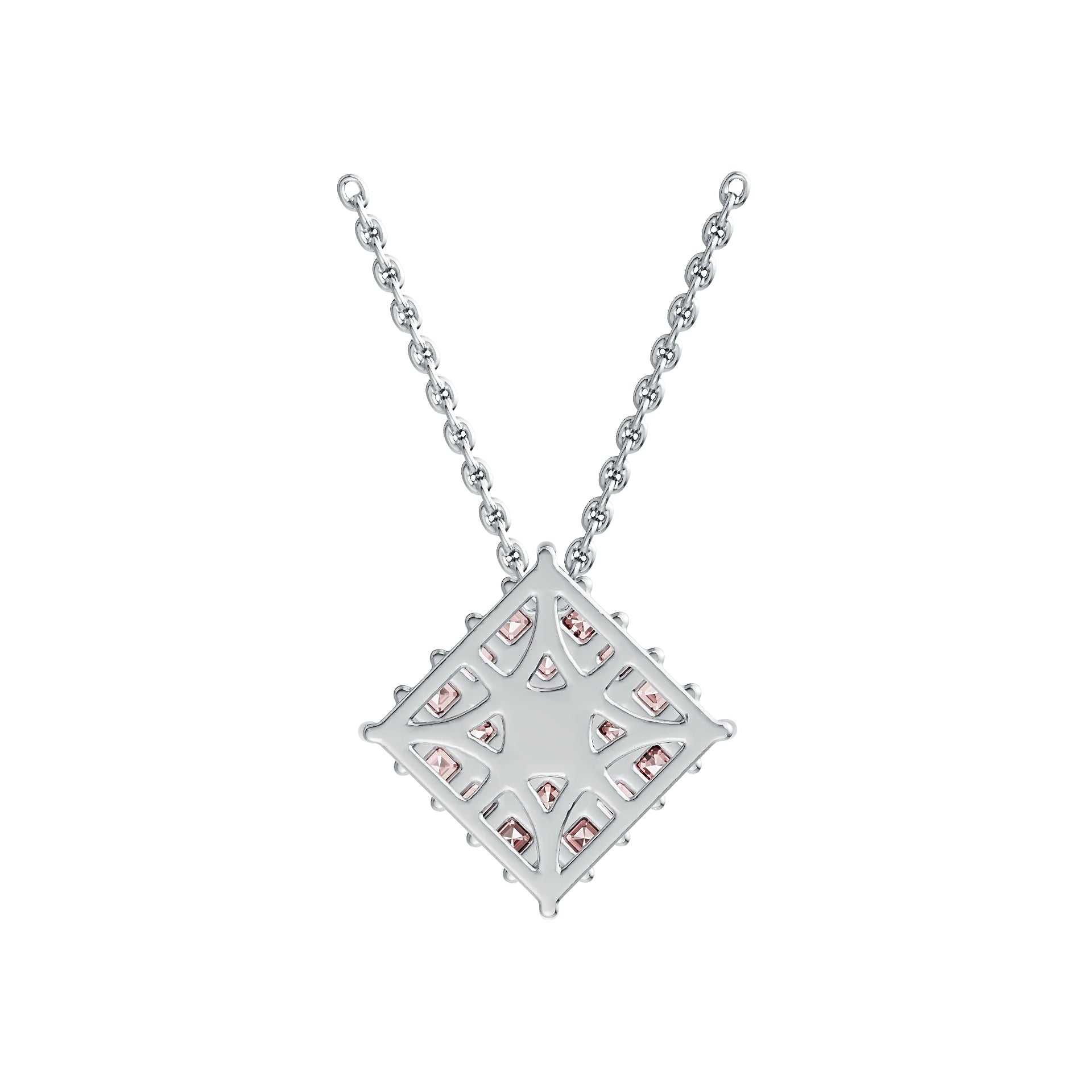 Sterling Silver Diamond-Shaped Cluster Pendant with White Topaz or Moissanite Syzjewelry