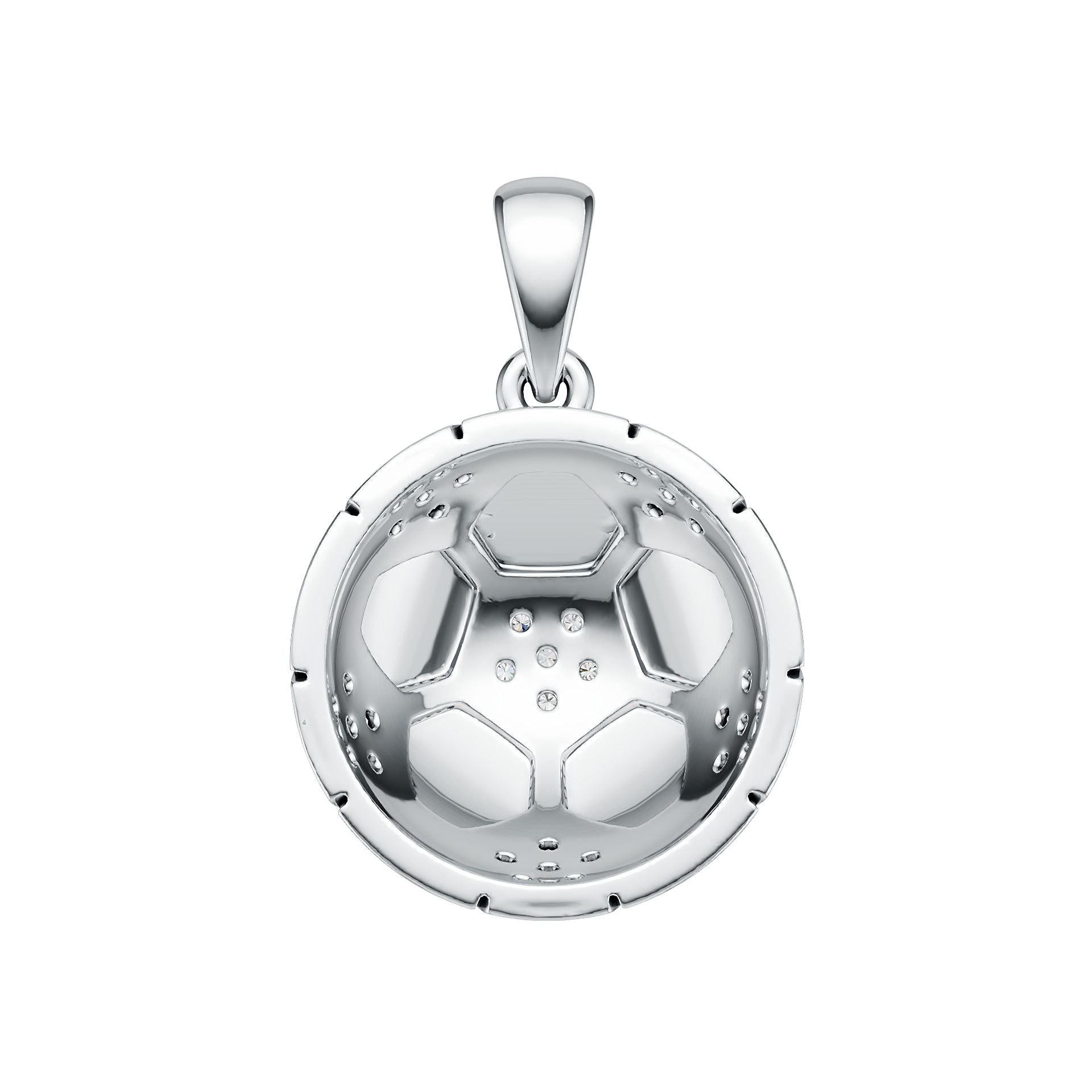 Sterling Silver Pendant with White Topaz or Moissanite Soccer Ball Theme DHJ