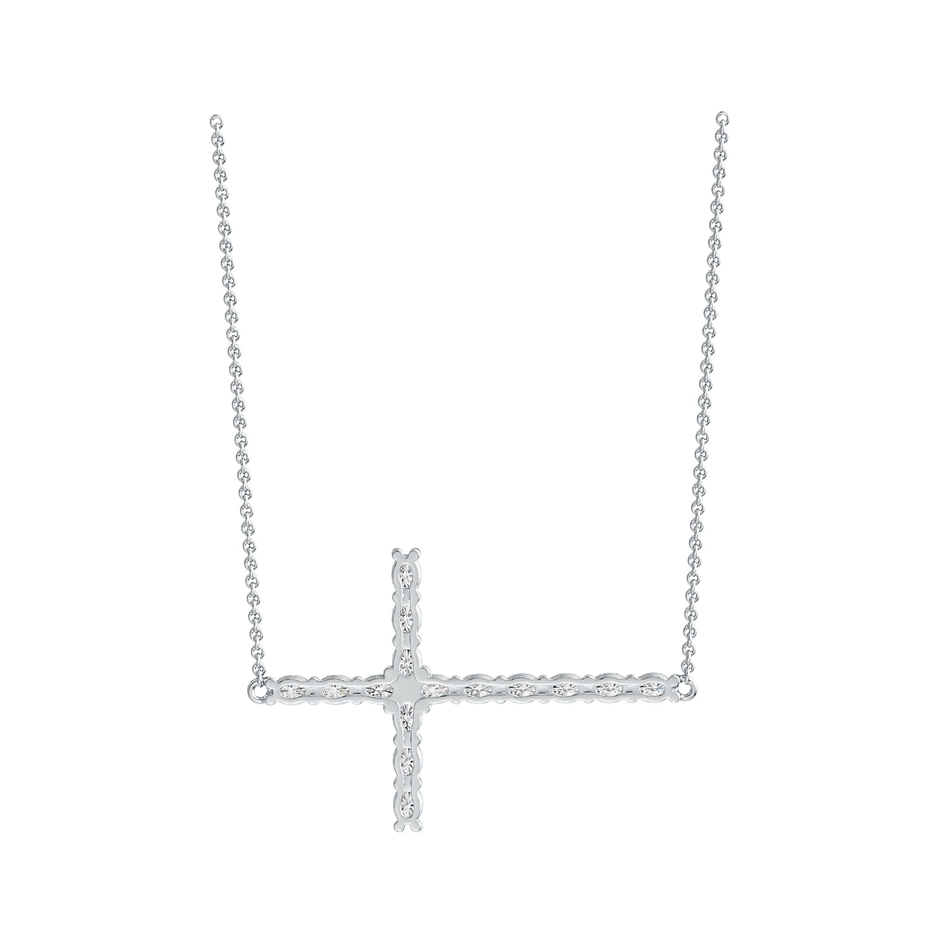 Platinum Semi Mount Pendant Setting Oval OV 4X3mm Horizontal Cross Pendant DHJ
