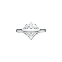 14K Gold Semi Mount Ring Setting PE 6X4mm Diamond Accent DHJ