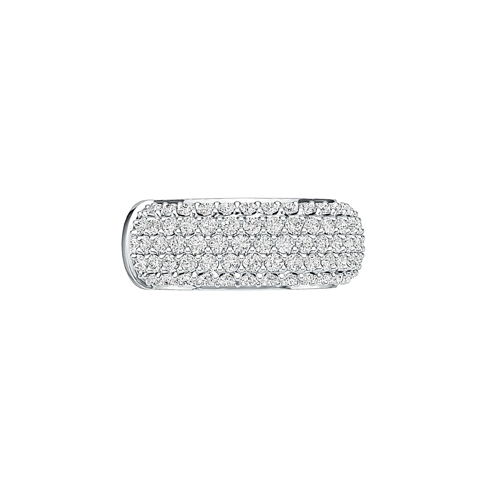 Sterling Silver Wide Pave Huggie Hoop Earring with White Topaz or Moissanite DHJ