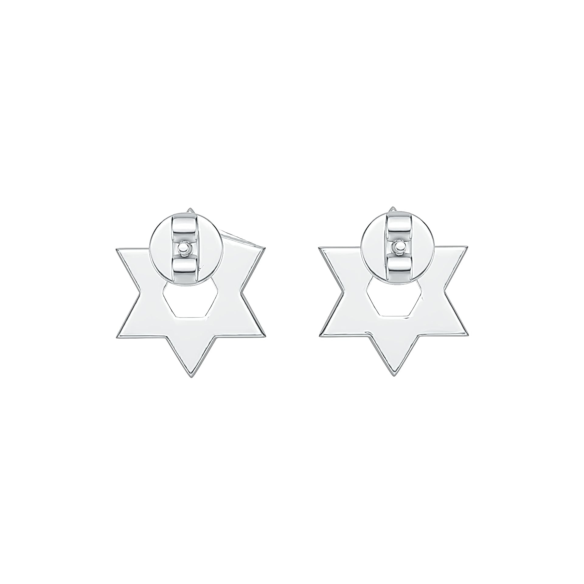 Sterling Silver Stud Earrings Star Of David Theme with White Topaz or Moissanite DHJ
