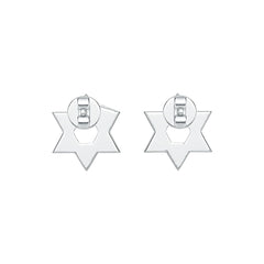 Sterling Silver Stud Earrings Star Of David Theme with White Topaz or Moissanite DHJ