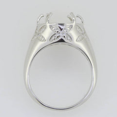 Platinum Semi Mount Ring Setting Oval OV 16x12mm PJC15071 Diamond Accent Syzjewelry