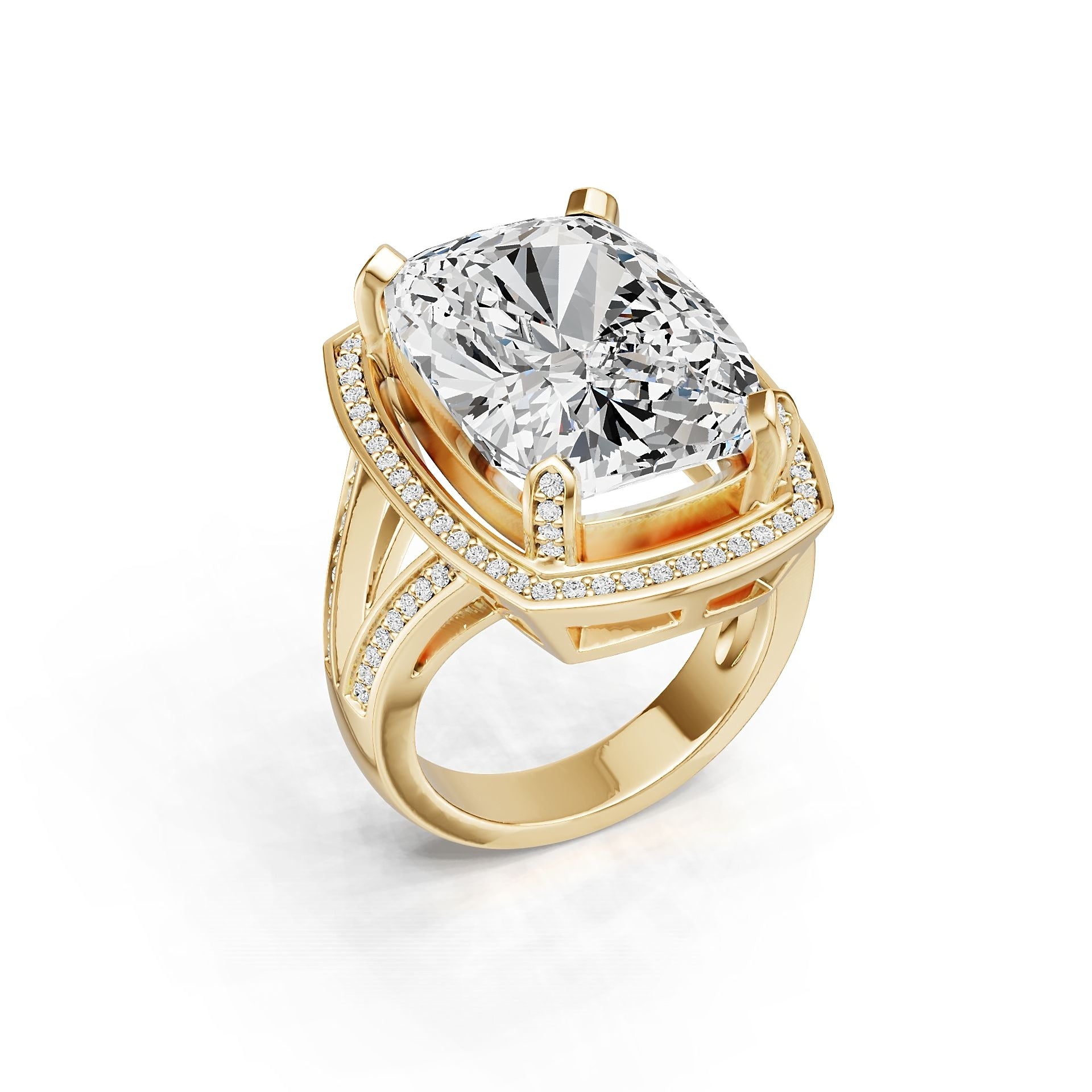 14K Gold Semi Mount Ring Setting Cushion Cu 18x13mm Diamond Accent Syz Jewelry