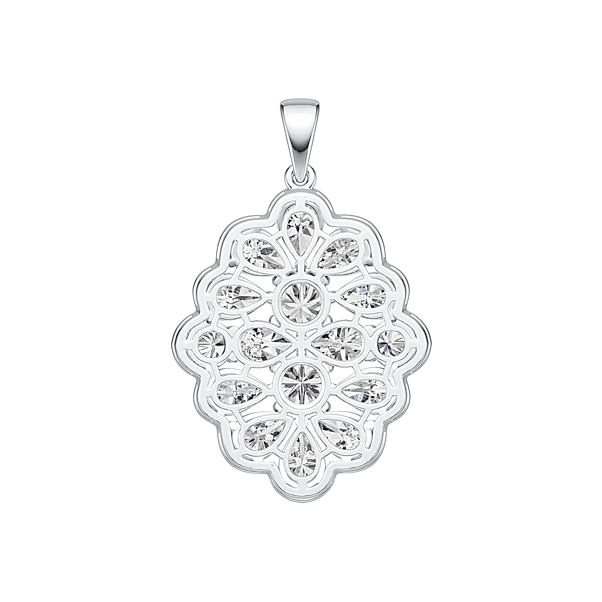 Sterling Silver Semi Mount Pendant Setting Pear PE 7X5mm RD 6Xmm RD 5X5mm DHJ