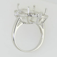 18K Gold Semi Mount Ring Setting Cushion CU 18X13mm Halo Cocktail Ring Diamond Accent Syzjewelry