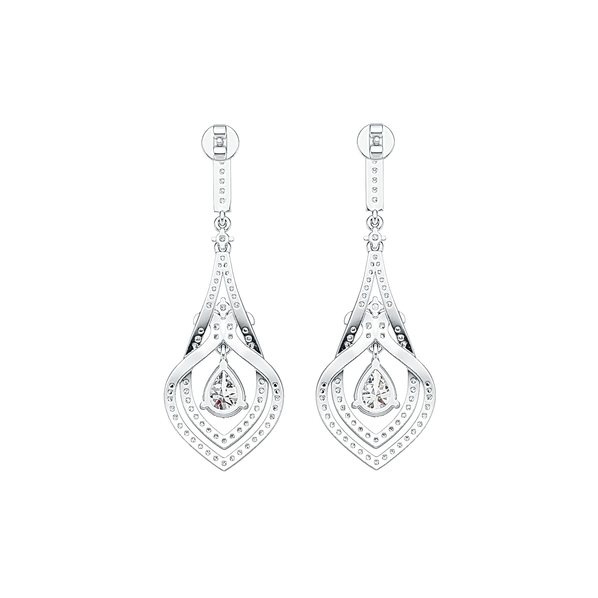 18K Gold Semi Mount Earrings Setting Pear PE 8x6mm with White Topaz Diamond Accent DHJ