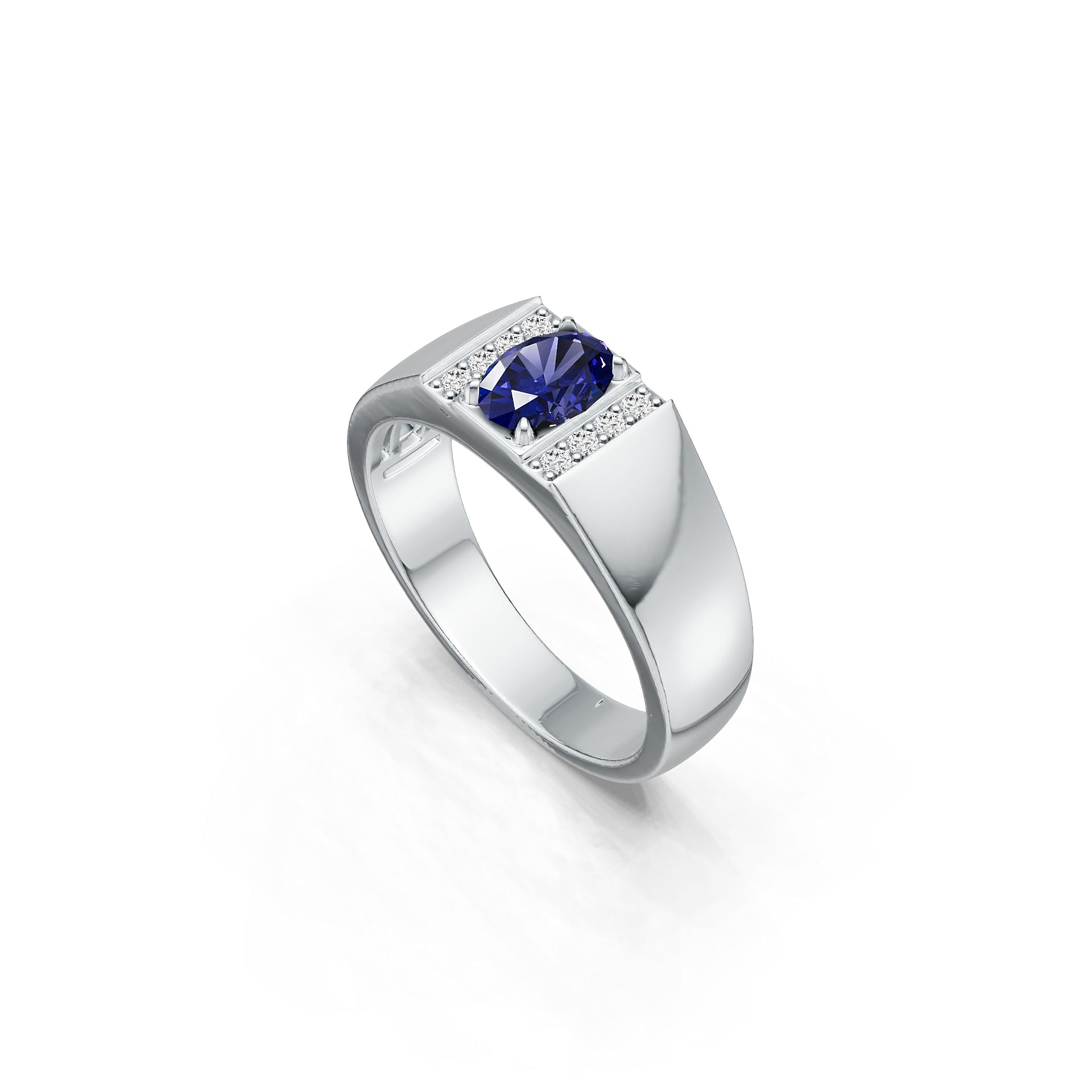 Men's Sterling Silver Semi Mount Ring Setting Oval OV 7x5mm Syzjewelry