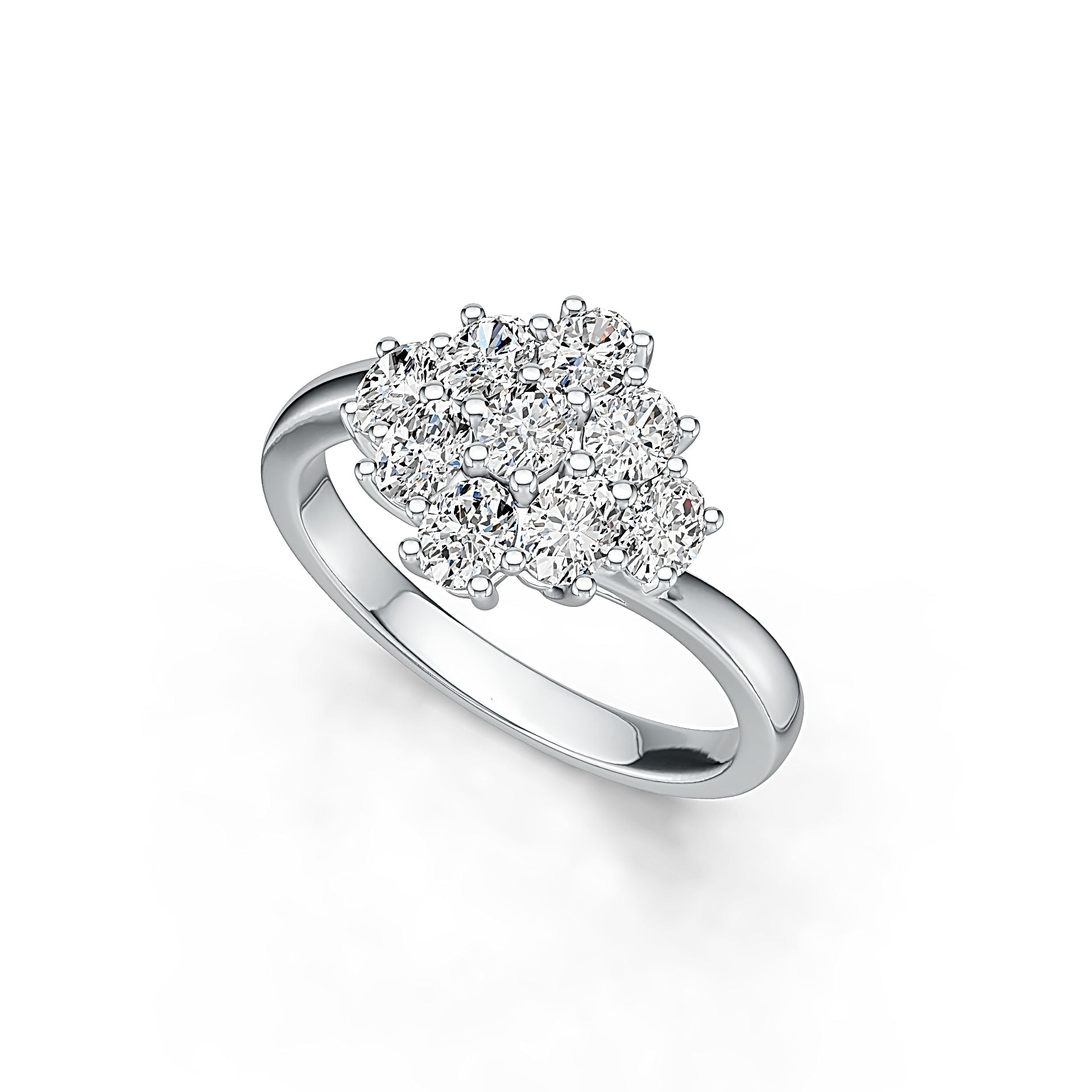 Platinum Semi Mount Ring Setting Oval OV 4X3mm Bypass Cluster Ring DHJ