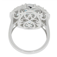 18K Gold Semi Mount Ring Setting Oval OV 9x7mm Halo Cluster Cocktail Dome Ring Diamond Accent Syzjewelry