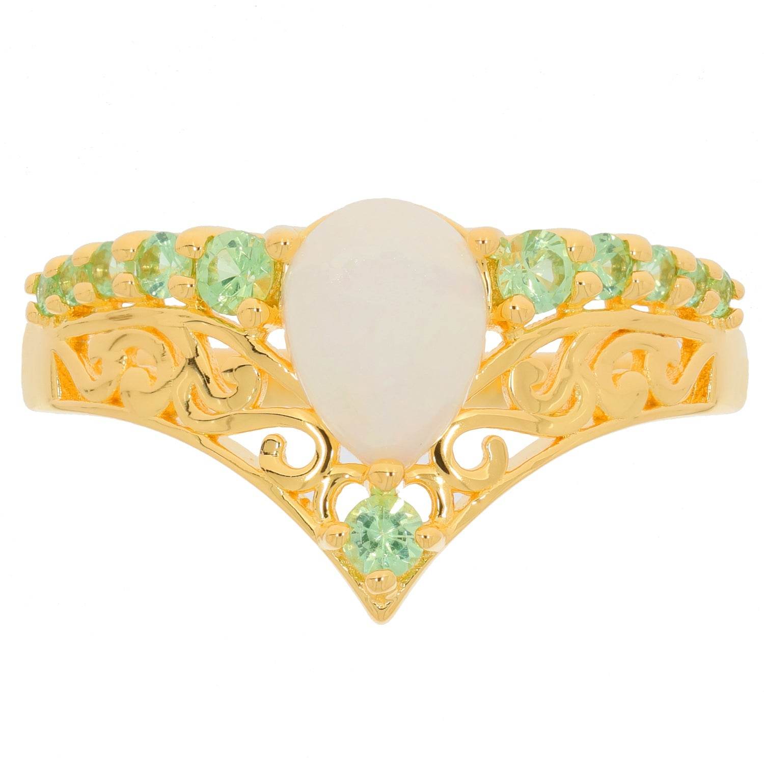 18K Gold Semi Mount Ring Setting Pear PE 8x6mm D-PJC26676 Cabochon Diamond Accent Syzjewelry