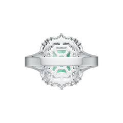 Sterling Silver Semi Mount Ring Setting Emerald OCT 10X8mm Double Halo DHJ