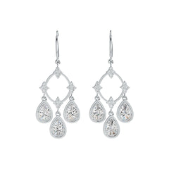 Sterling Silver Semi Mount Earrings Pear PE 9X6mm Dangling with White Topaz Syzjewelry