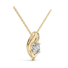 14K Gold Semi Mount Pendant Setting Round Ro 5x5mm Diamond Accent Syz Jewelry