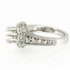 Platinum Semi Mount Ring Setting Round RD 6x6mm Art Deco Style Syzjewelry