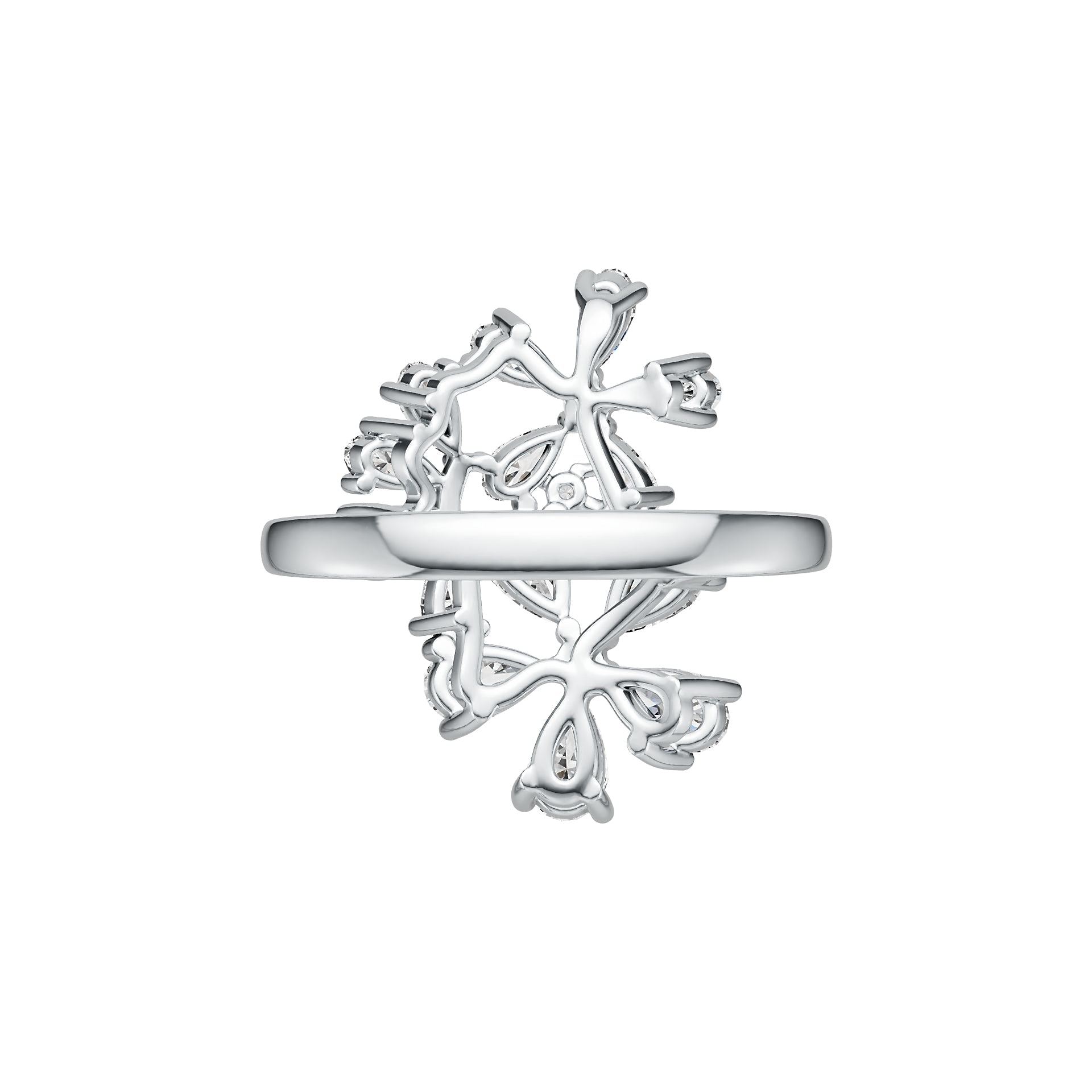 18K Gold Semi Mount Ring Setting Pear PE 5x3mm PE 4x2mm Diamond Accent DHJ
