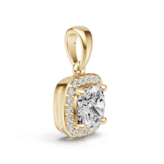 14K Gold Semi Mount Pendant Setting Cushion Cu 5x6mm Diamond Accent Syz Jewelry