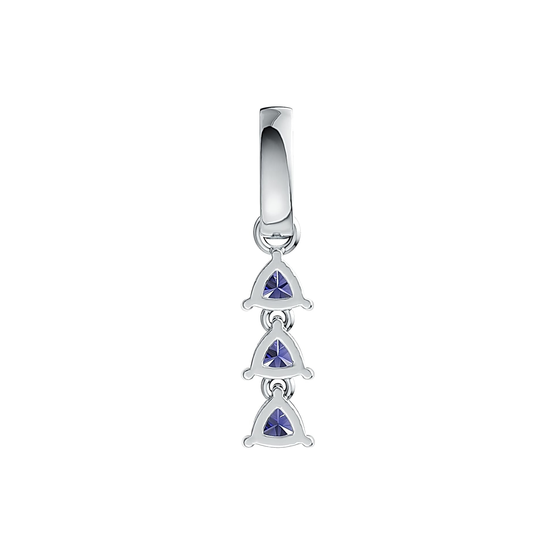 Sterling Silver Semi Mount Pendant Setting Trillion TL 4X4mm with White Topaz - Syzjewelry