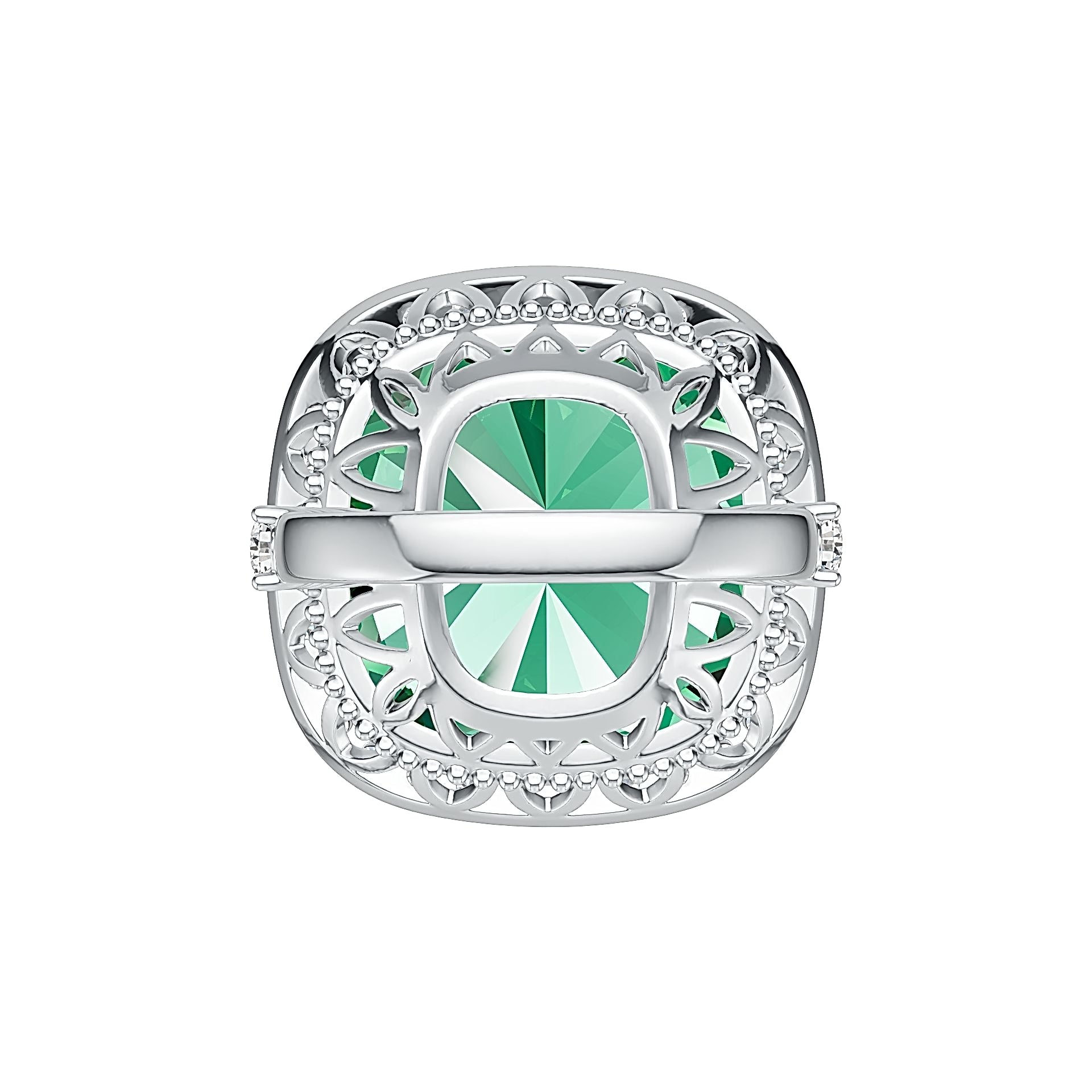 Sterling Silver Semi Mount Ring Setting Cushion CU 10x10mm Halo DHJ