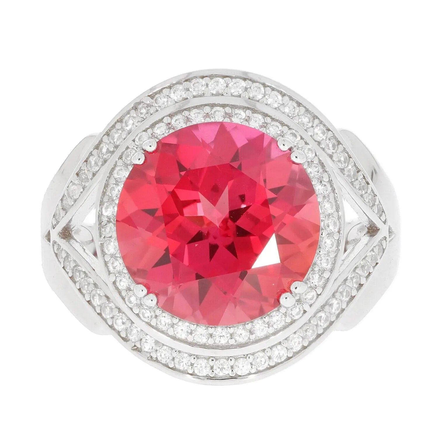 10K Gold Semi Mount Ring Setting Round RD 12x12mm Halo Split Shank Moissanite Accent DHJ