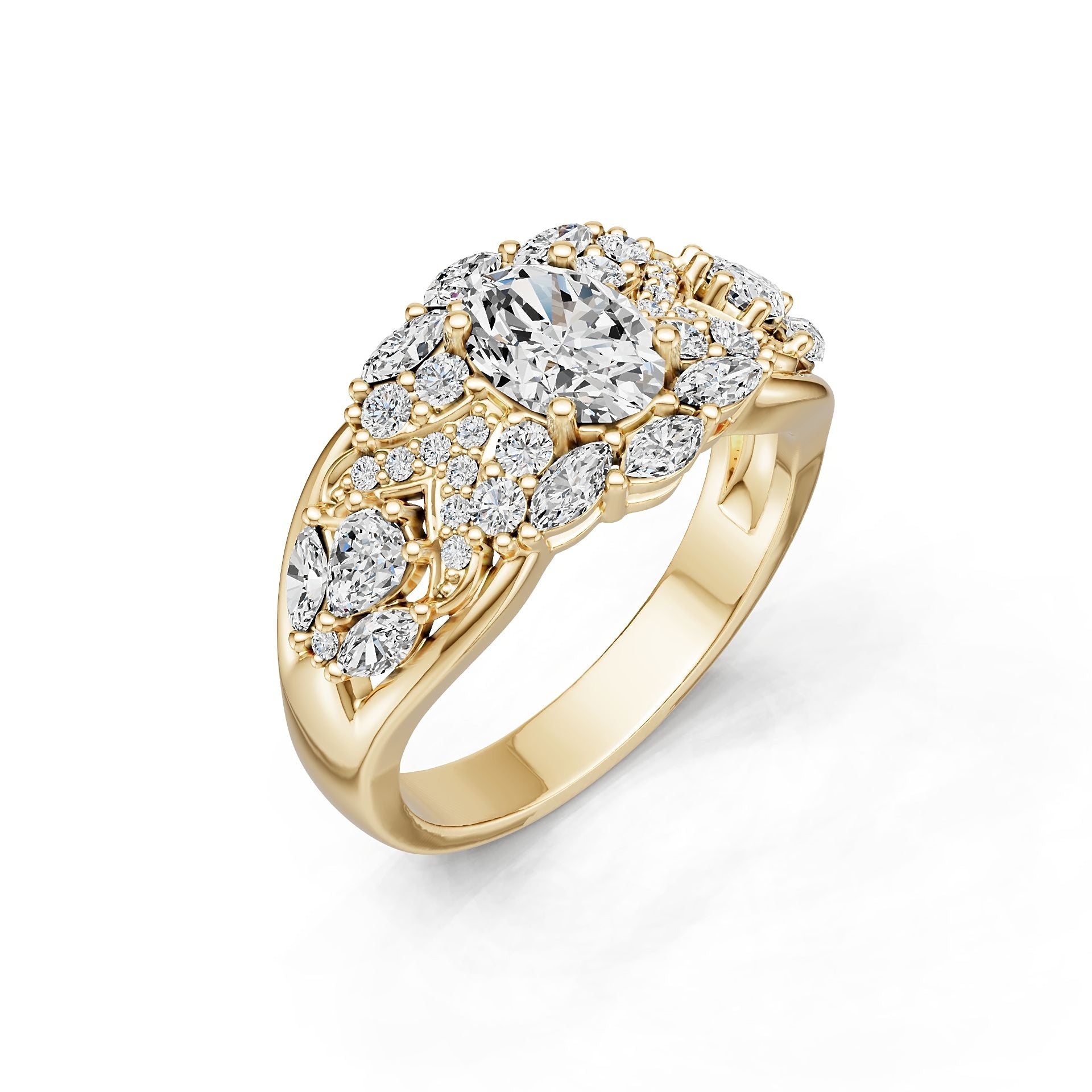 10K Gold Semi Mount Ring Setting Round Ro 5x6mm Moissanite Accent Syz Jewelry