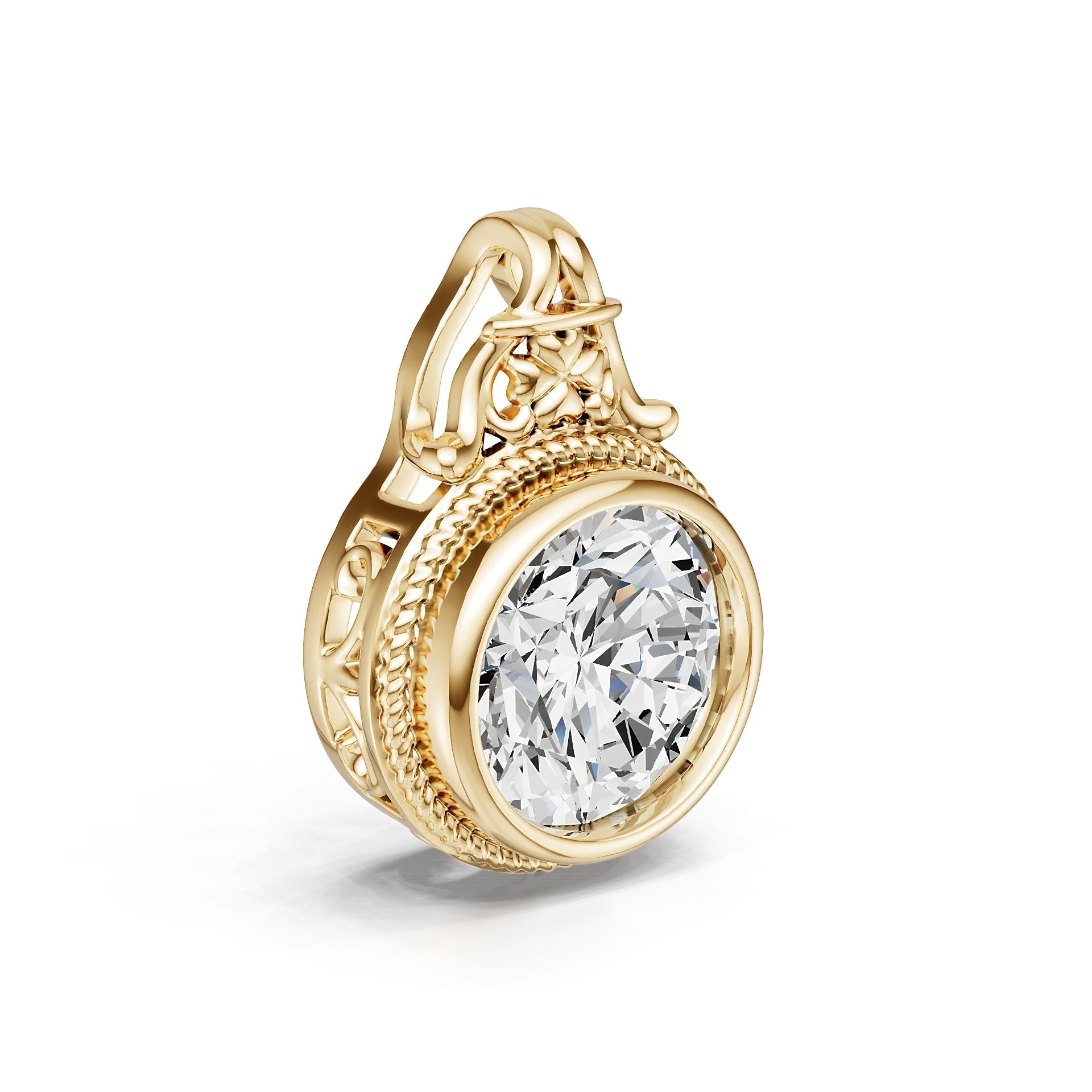 10K Gold Semi Mount Pendant Setting Round Ro 6x6mm Syz Jewelry