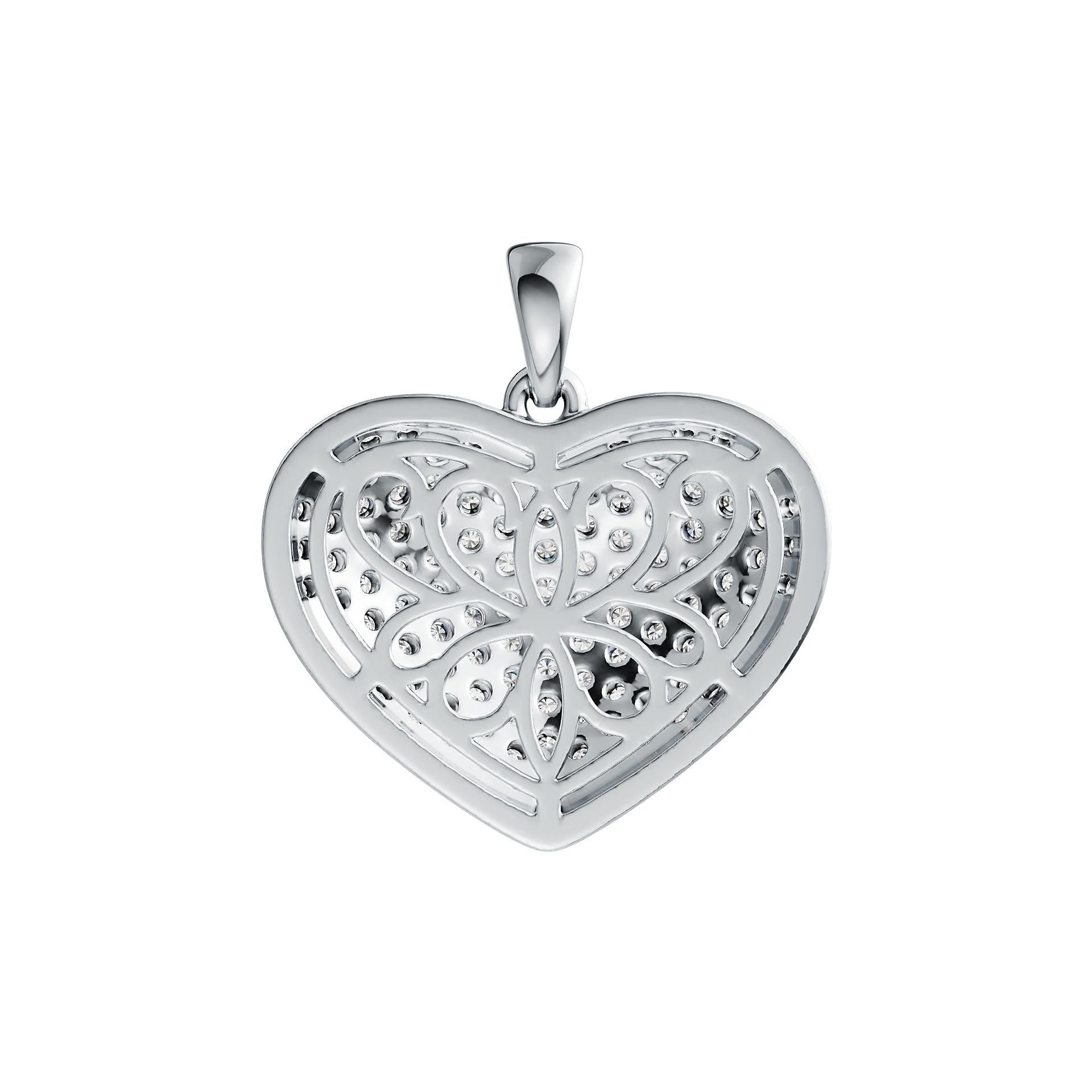 18K Gold Pendant Heart Theme with White Topaz or Moissanite Diamond Accent DHJ