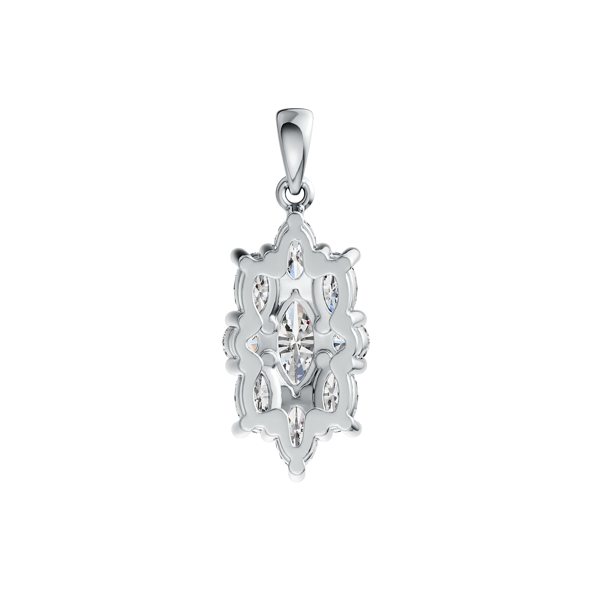 Platinum Semi Mount Pendant Setting Marquise MQ 8X4mm OV 5X3mm RD 3X3mm DHJ