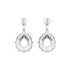 Sterling Silver Semi Mount Earrings Setting Pear PE 6X4mm with White Topaz DHJ