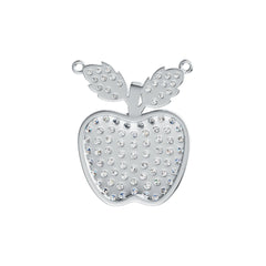 Sterling Silver Pendant with White Topaz or Moissanite Apple Theme DHJ