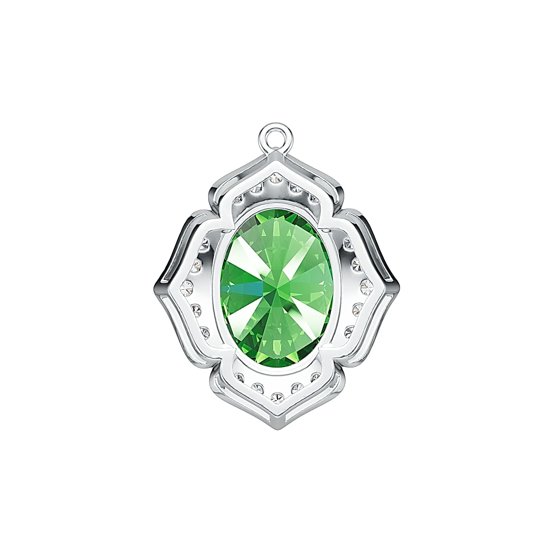 18K Gold Semi Mount Pendant Setting Oval OV 17X12mm Diamond Accent DHJ