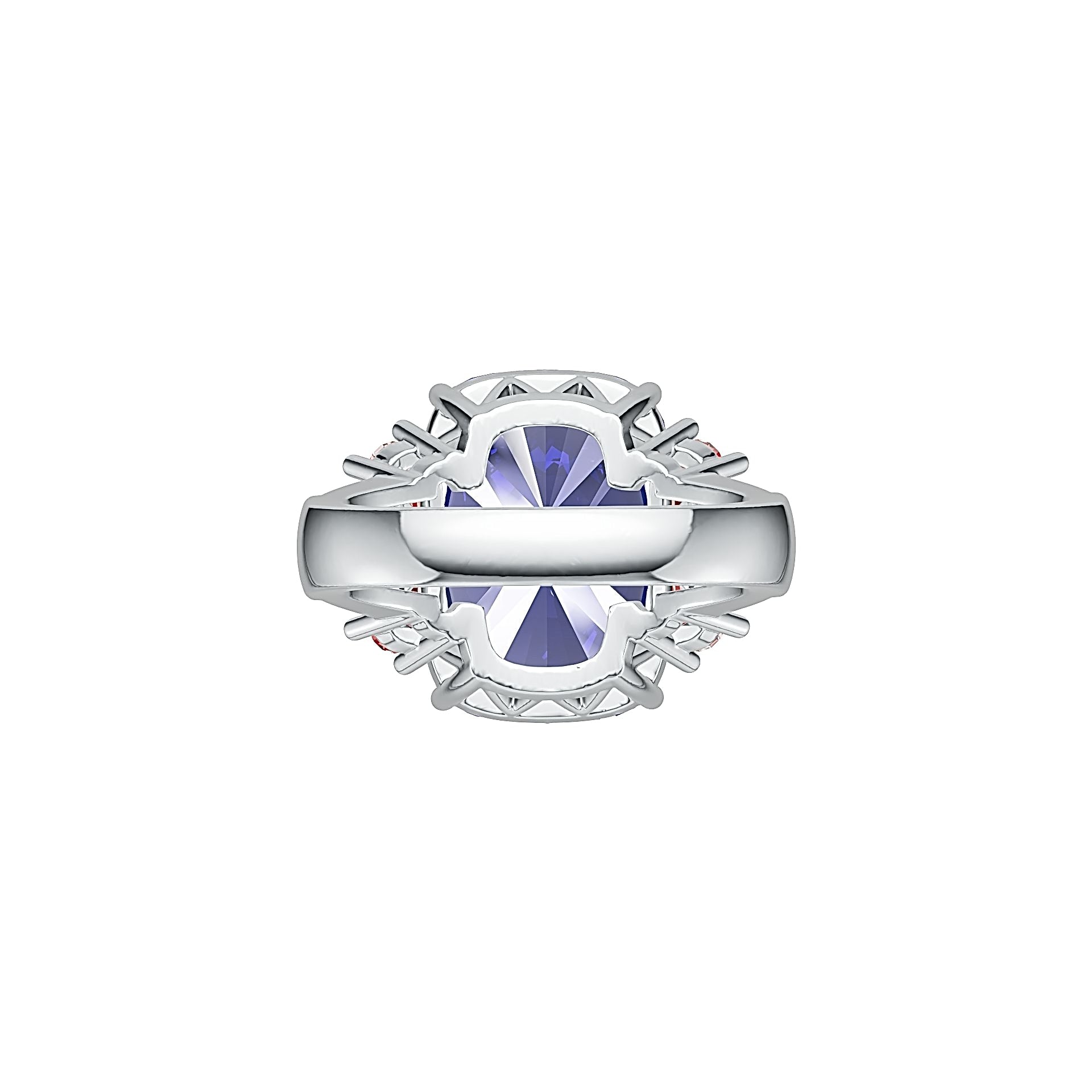 10K Gold Semi Mount Ring Setting Cushion CU 16X12MM with Moissanite Accent DHJ