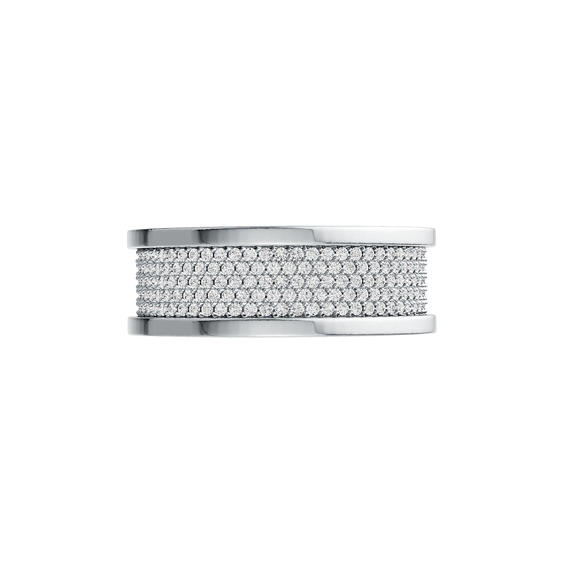 Platinum Men's Wide Band Ring with White Topaz or Moissanite Diamond Accent DHJ
