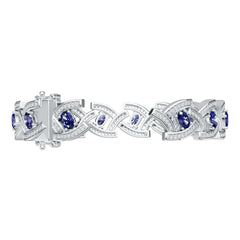Platinum Semi Mount Bracelet Setting Round Ro 6x4mm Diamond Accent Syz Jewelry