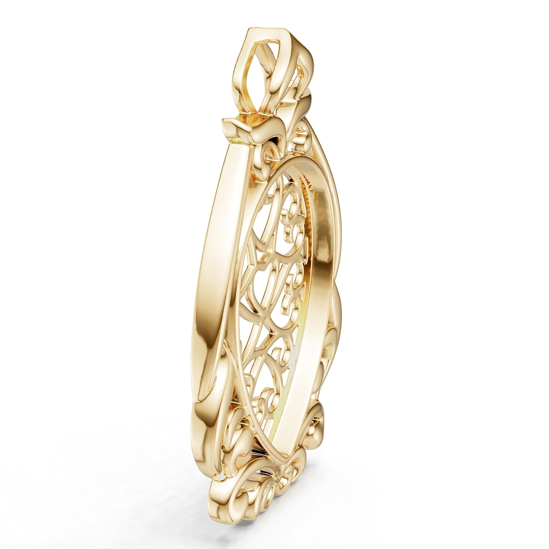 10K Gold Semi Mount Pendant Setting Round Ro 6x6mm Syz Jewelry