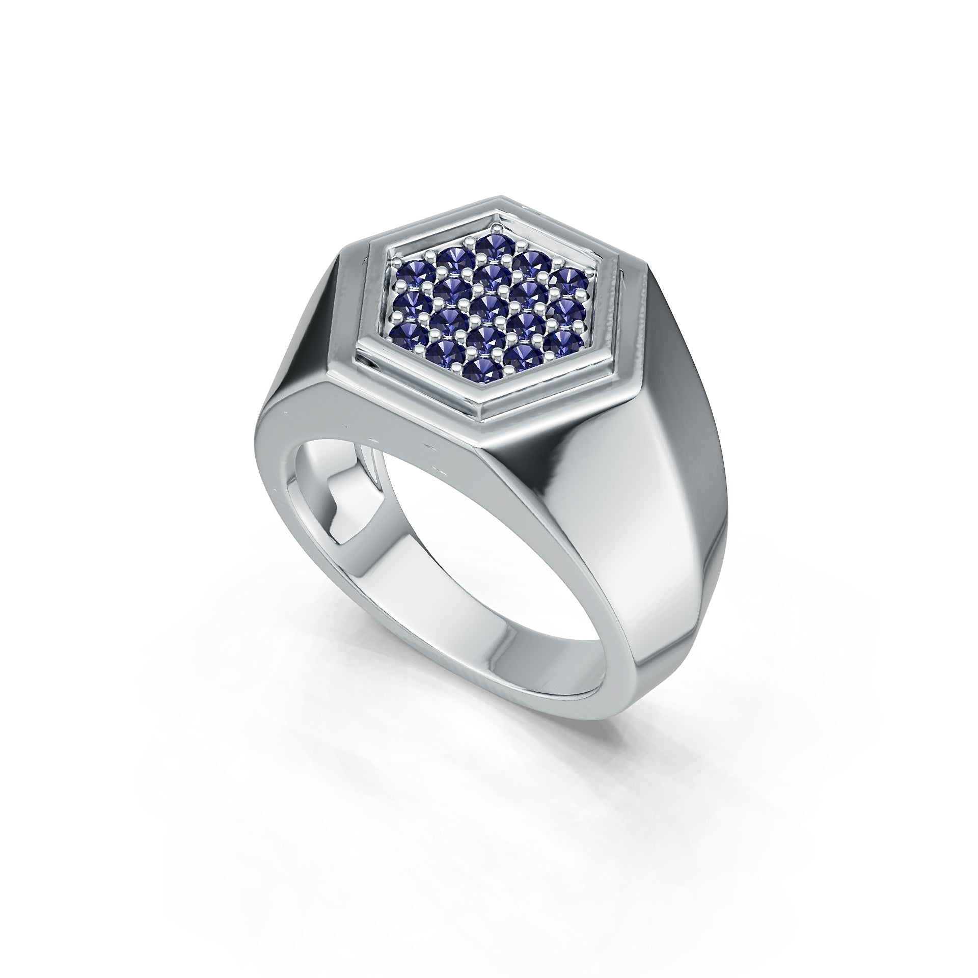 Men's Sterling Silver Semi Mount Ring Setting Round RD Cluster 2x2mm DHJ