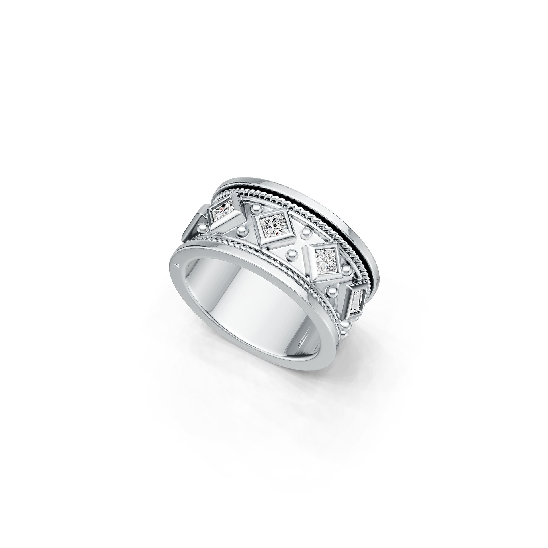 Gold Plated Sterling Silver Semi Mount Men Ring Setting Princess SQ 3X Syzjewelry