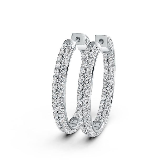 10K Gold Hoop Earrings with White Topaz or Moissanite Moissanite Accent DHJ