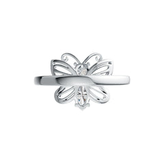 Platinum Semi Mount Ring Setting Marquise MQ 8X4mm RD 4X4mm Butterfly Theme DHJ