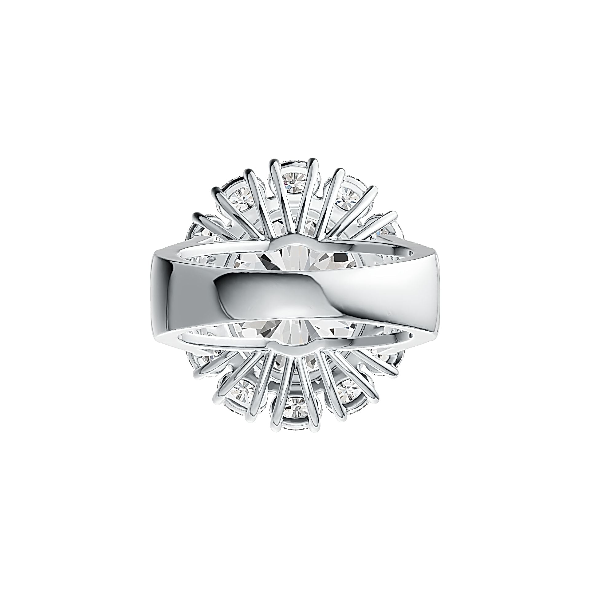 Platinum Semi Mount Ring Setting Oval 14X12mm Split Shank Halo Diamond Accent DHJ