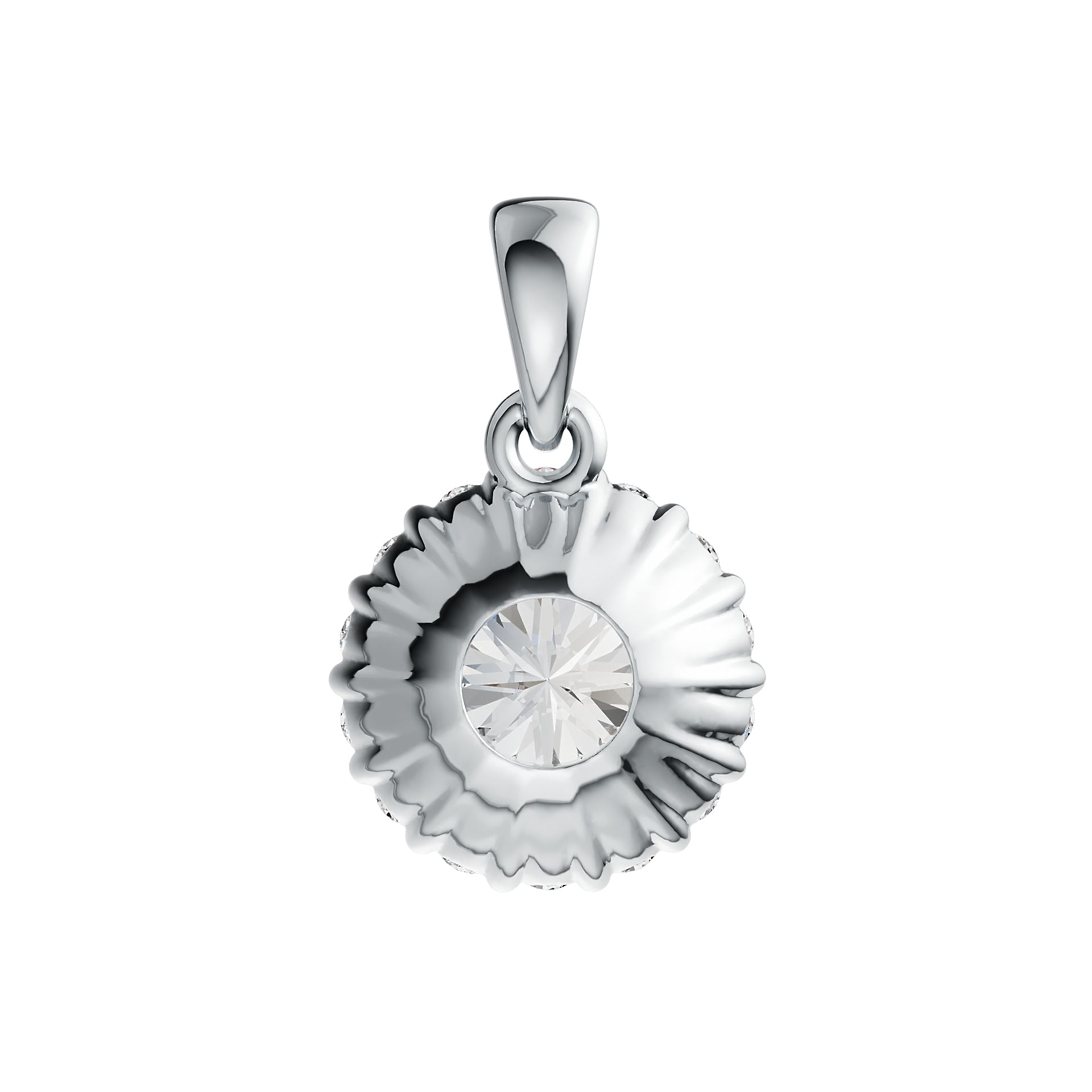 Sterling Silver Semi Mount Pendant Setting Round RD 7x7mm Halo DHJ