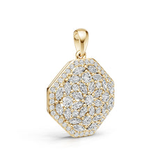 18K Gold Semi Mount Pendant Setting Round Ro 3x3mm Diamond Accent Syz Jewelry