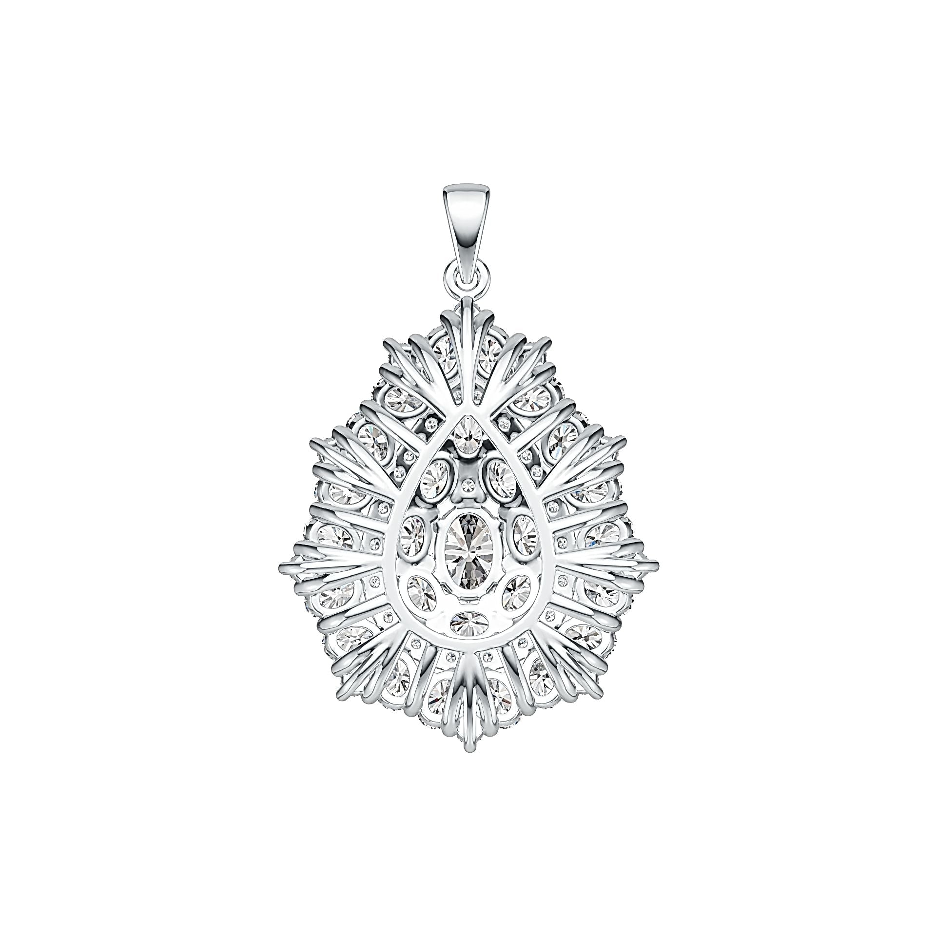 Platinum Semi Mount Pendant Setting Oval OV 7X5mm Diamond Accent DHJ