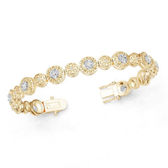 10K Gold Semi Mount Bracelet Setting Round Ro 5x5mm Moissanite Accent Syz Jewelry