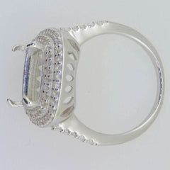 18K Gold Semi Mount Ring Setting Cushion CU 12X12mm Double Halo Diamond Accent Syzjewelry