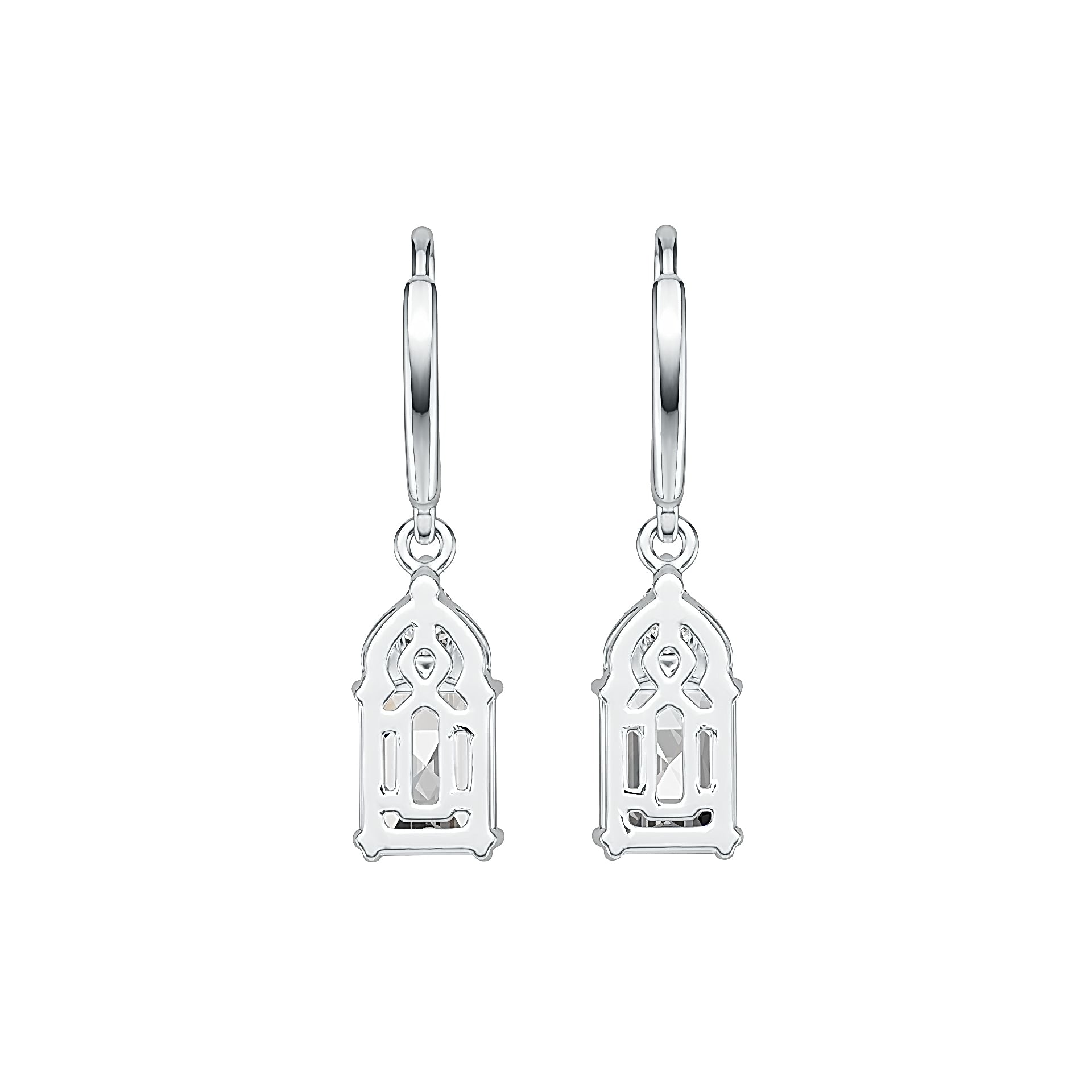 14K Gold Semi Mount Earrings Setting Emerald OCT 8X6mm Diamond Accent DHJ