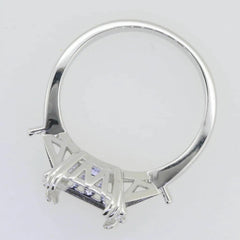 Platinum Semi Mount Ring Setting Emerald OCT 12X9mm Tri 5x5mm 3 Stones Diamond Accent DHJ